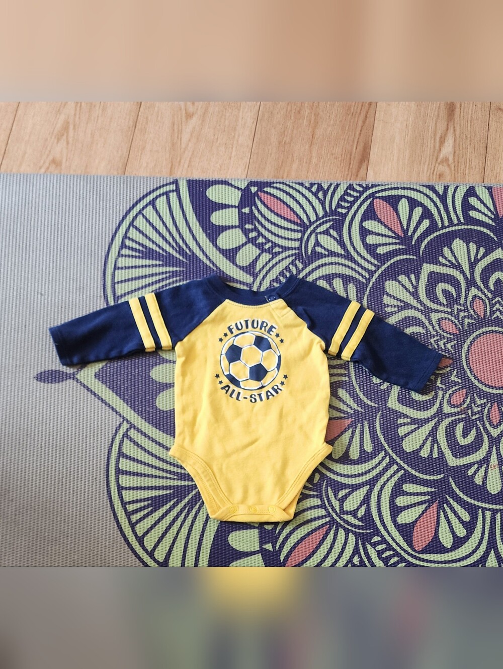 Garanimals Yellow and Navy Soccer Graphic Raglan One-Piece